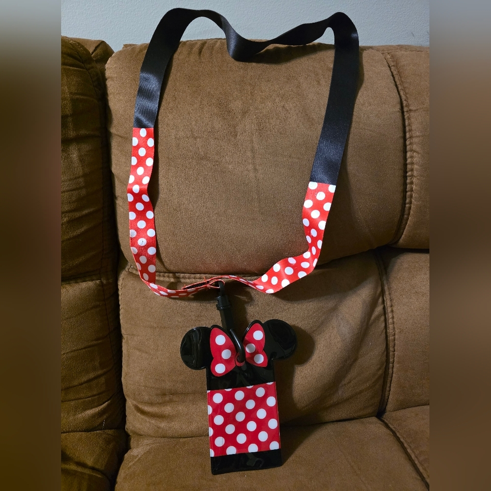 Authentic Disney Parks Minnie Mouse Pin Trading Lanyard 20"
